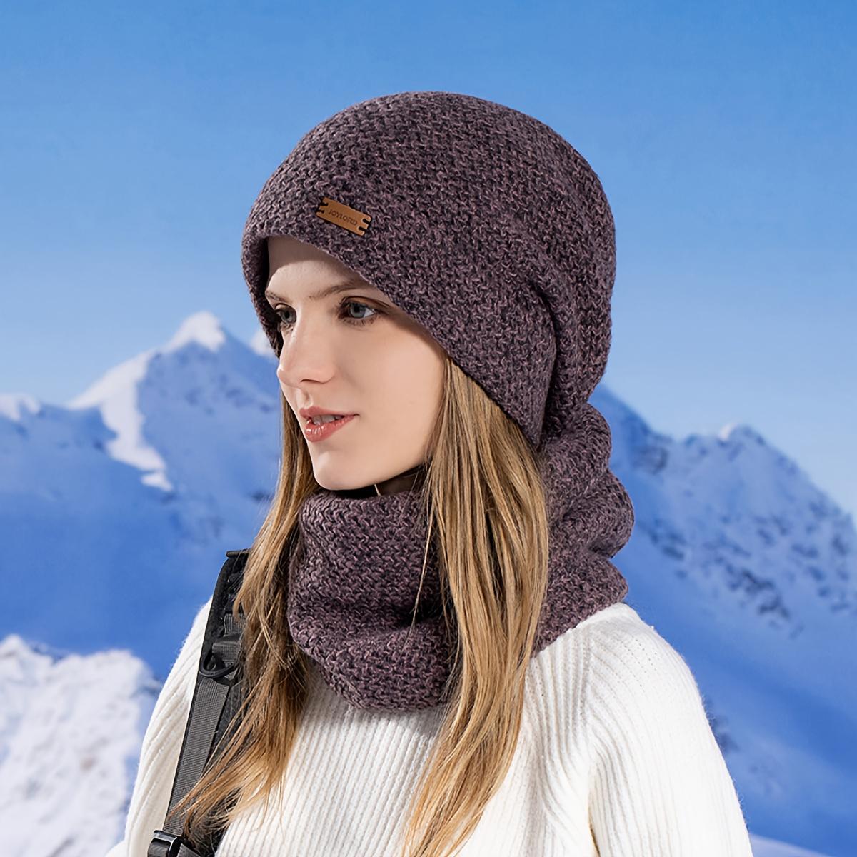 2pcs Women's Winter Hat & Neck/Elastic Ear Protection Beanie/Stackable Hats for Outdoor Activities (Hiking, Cycling, Skiing)/Weather Suitable for New Year & Holiday