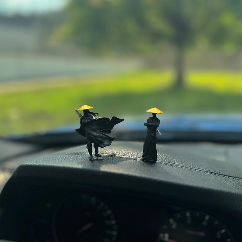 Car Interior Decoration, 2 Counts Mini Resin Swordsman Statue Ornament, Car Rearview Mirror and Dashboard Decoration, Home Office Desk Decoration, Car Desktop Decor, Car Interior Decorative Accessory, Car Trinkets