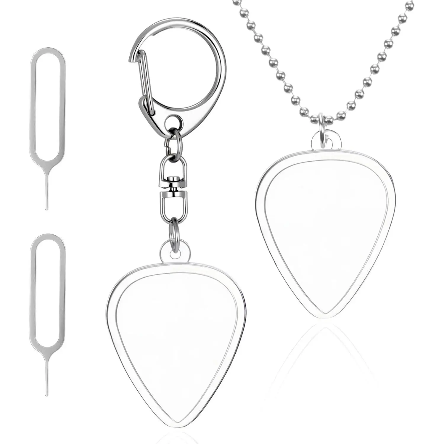 2 count Guitar Pick Holder, Heart Shaped Clear Picks Storage Box,  and Necklace Guitar Pick Cases for Standard Guitars Picks Storage