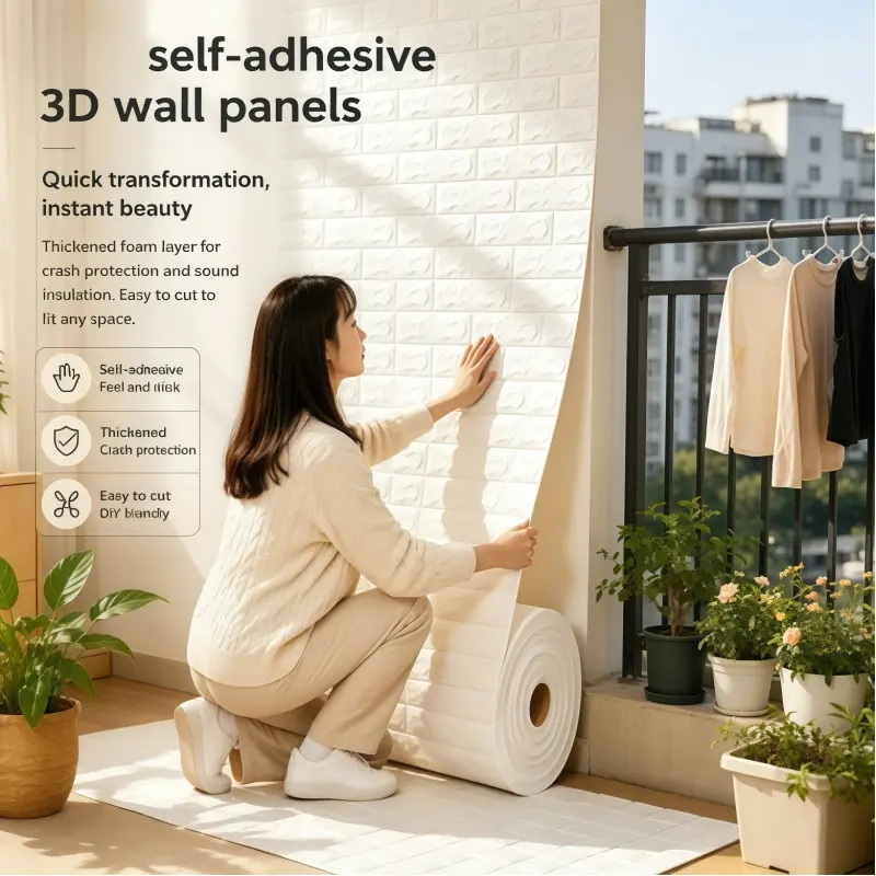 Waterproof Self-Adhesive Foam Brick Wall Covering, Flexible Easy to Trim for Irregular Corners, Ideal for Kitchen Splash Guard, Bathroom Dry Area and Home Wall Renovation
