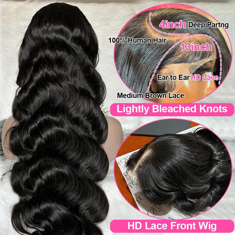 Bling Hair Body Wave Lace Wigs For Women Real Human Hair Wigs Hd Transparent 13x4 Lace Frontal Wig 34 36 Inch 13x6 Lace Frontal Wig Pre Plucked 180 Density #TikTokShopHolidayHaul