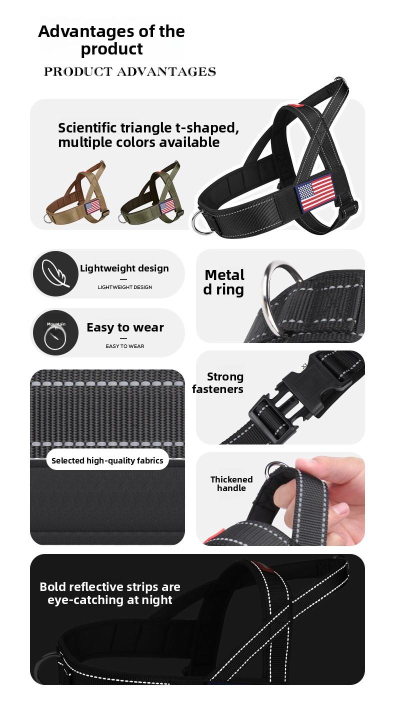 No-Pull Saddle Dog Harness Lightweight T-Shape Tactical Vest for Large Medium Dogs Heavy Duty Reflective Easy On/Off Escape Proof Training Walking Multiple Colors