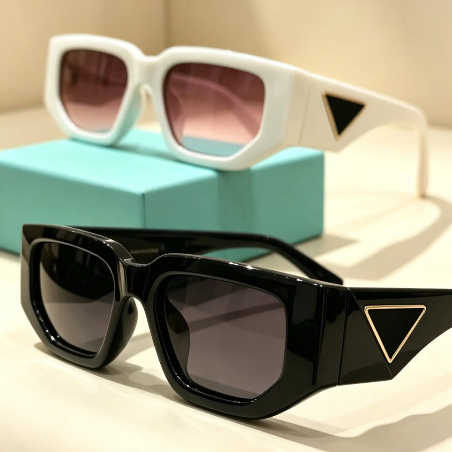 Trendy Retro Square Sunglasses |   Classic Unisex Style, with UV400 Protection, Lightweight and Angular Glasses, Suitable for Beach, Driving, Daily Use and Party Occasions