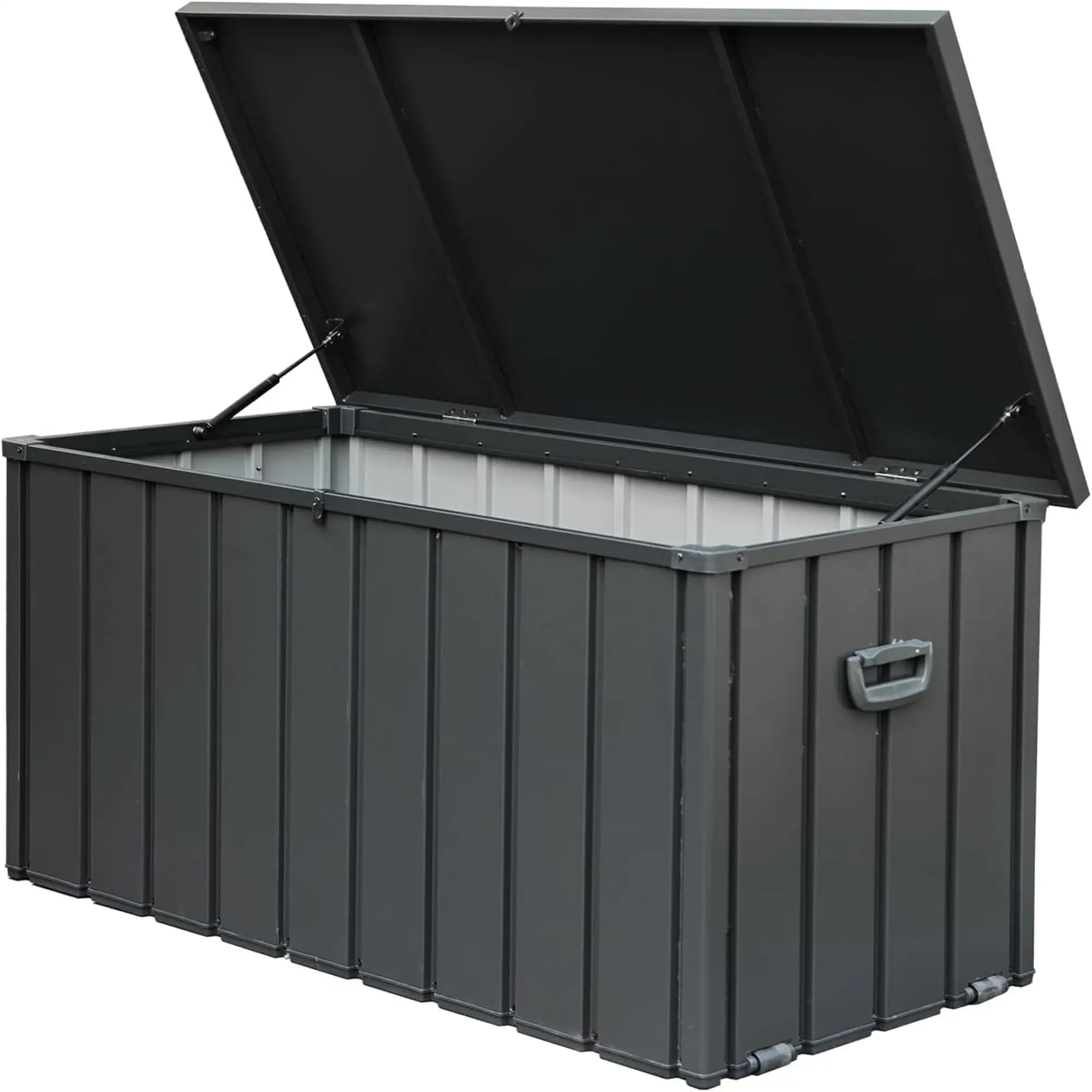 ARCH 100 Gallon Outdoor Storage Deck Box Waterproof Lockable Patio Storage Bin for Cushions Pillows Garden Tools Pool Accessories Dark Gray Steel Large Capacity 440 lbs, Dark Gray Color Options, Steel Material, Product Dimensions: 24.69 W x 49.41 D