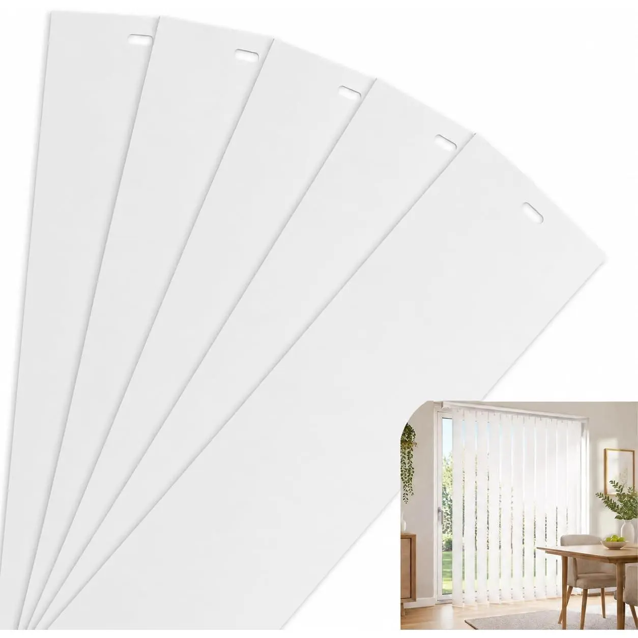 5-Pack White PVC Vertical Blinds Replacement Slats, 82.5x3.5 in, Compatible with Sliding Doors & Windows