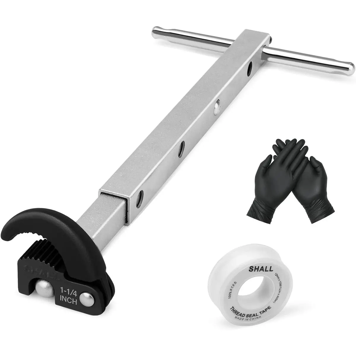 Telescoping Basin Wrench for Under-Sink Plumbing and Faucet Repair, Adjustable Jaw 3/8" to 1-1/4", 10" to 17" Extendable Handle, Polished Tap Nut Wrench for Tight Spaces