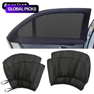 4-Piece Mesh Car Window Sunshade Curtains, Durable Material, Easy Installation & Removal, Suitable for Front & Rear Windows, RV Sunshades, UV Protective Sun Shade Cover