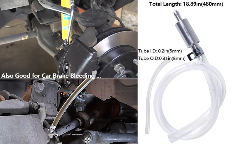 Brake Bleeder Hose,One Way Check Valve Tube Bleeding Tool Kit for Car Motorcyle Clutch, 2025 Upgraded Universal Brake Fluid Bleeder Kit for Hydraulic Brake System, Soft Tube with Metal Clips【Non-automotive accessories】