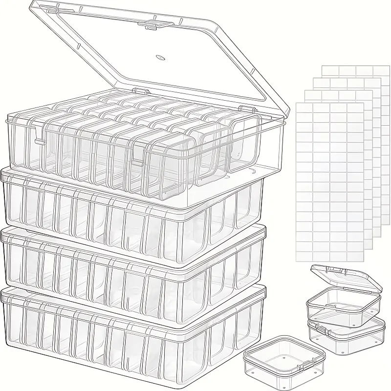 PABHAN Multi-Size Transparent Multi-Functional Storage Box - 60/90/120/180-Slot Thick-Walled Stackable Drawer Organizer, Stackable Storage Bins for Handmade Items, Jewelry, Portable Home Organizer Gift