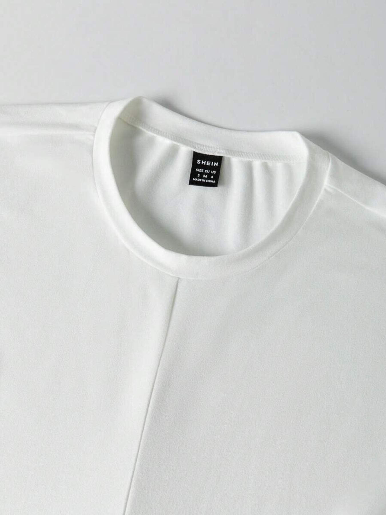 Women's Knitted Round Neck Drop Shoulder Sleeve T-Shirt, Fashion Casual Asymmetrical Criss Cross Back Tie Top, Spring & Fall Wear