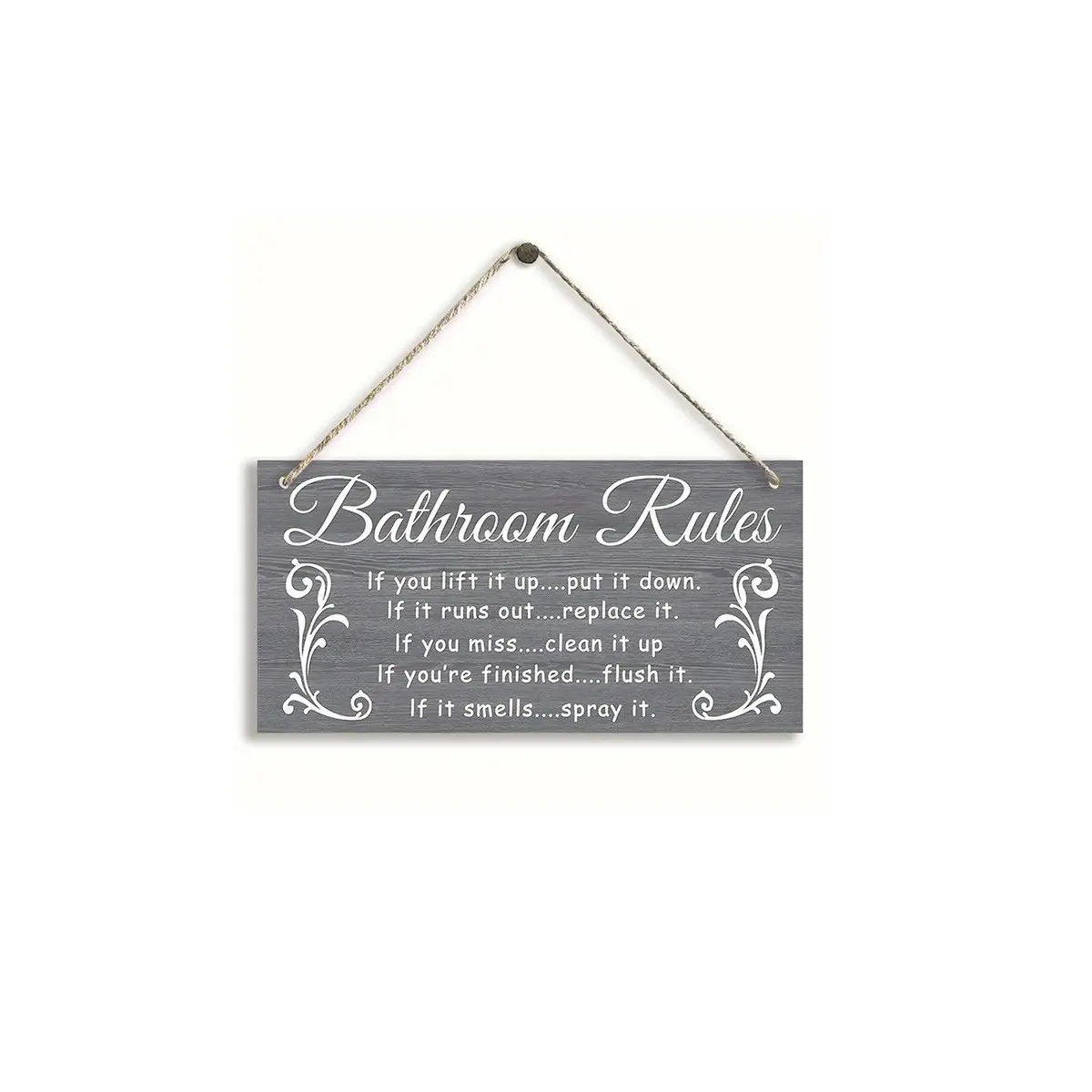 Wooden Bathroom Rules Sign, Bathroom Rules Hanging Sign, Wall Decor for Home Bathroom, Home Decor, Festive & Party Supplies, Bathroom Decorations