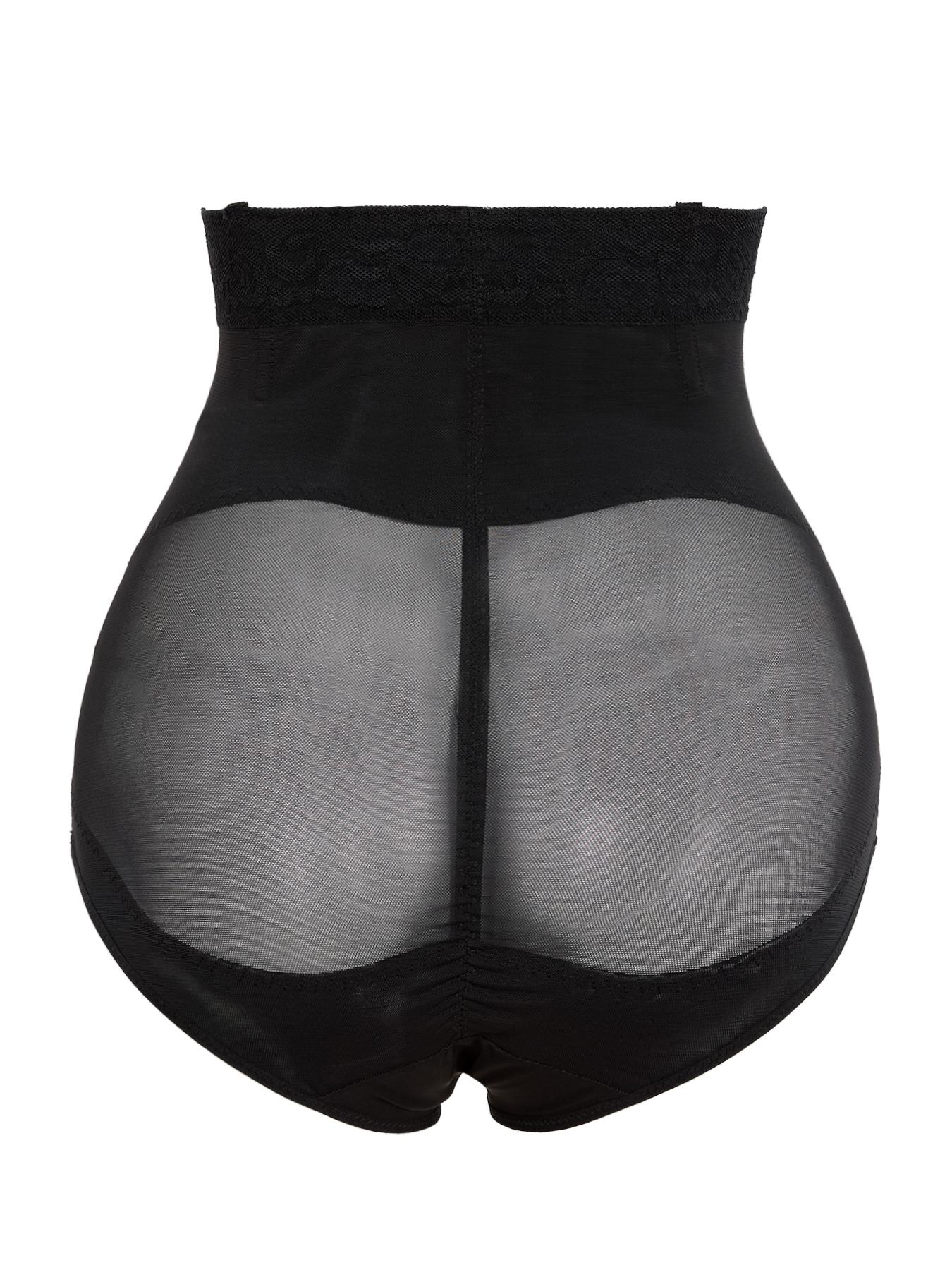 Women's High Waist Contrast Lace Shapewear Panty, Breathable Comfortable High Stretch Mesh Fabric Shaper, Tummy Control Butt Lifter, Ladies Shapewear Bottoms, Belly Control Underwear