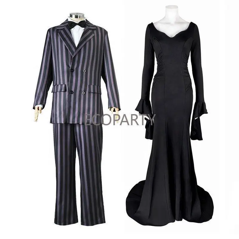 Women's New Addams Theme Black Cosplay Suit Dress, Multi-Size Halloween Clothes, Hand Wash Home Decor Cosplay Outfit