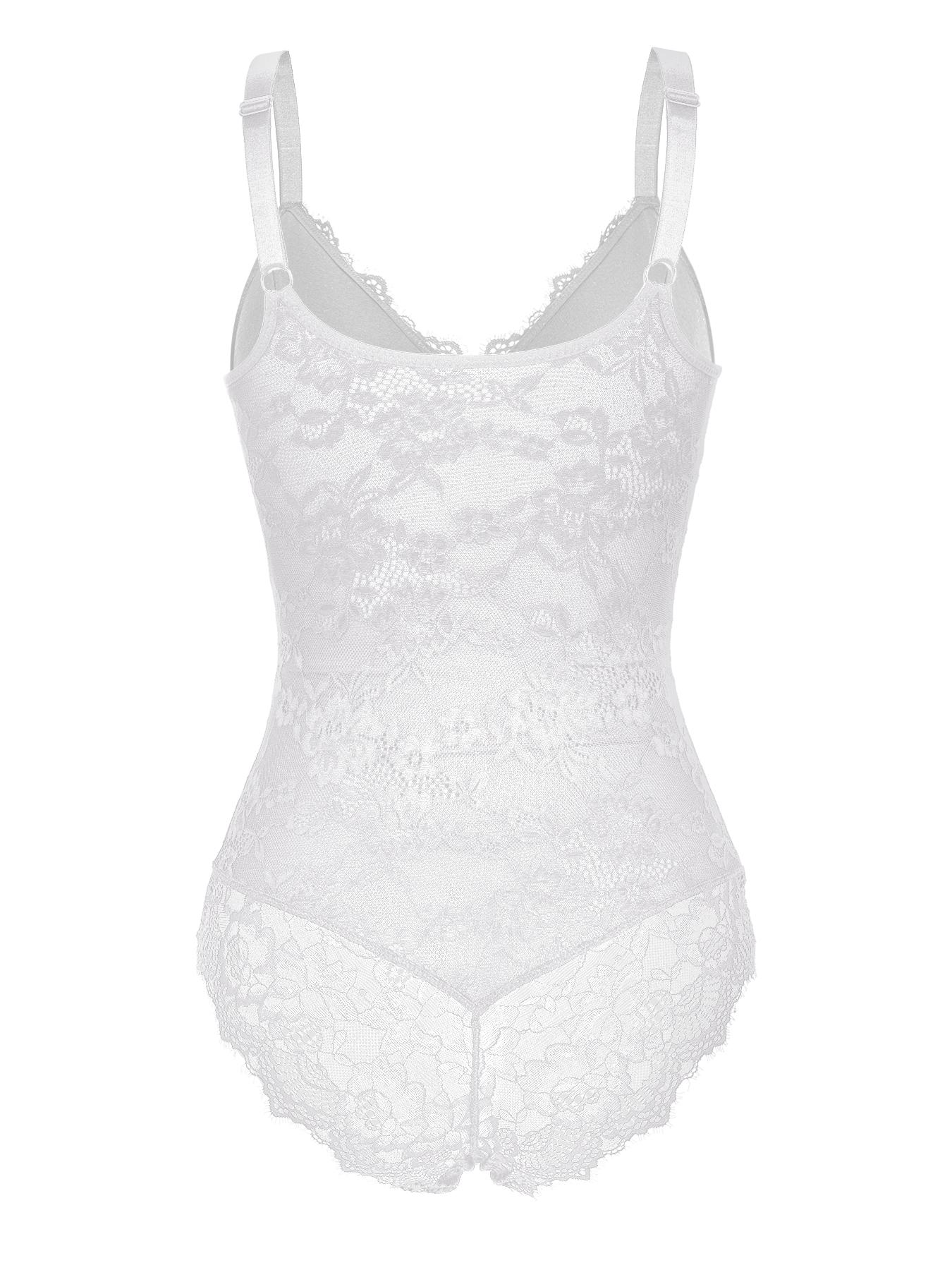 Women's Contrast Lace Sheer Shapewear Bodysuit, Backless Shapewear Waistband Shaping Bodysuit, High Stretch Shaper, Tummy Control Butt Lifter, Seamless Shaper