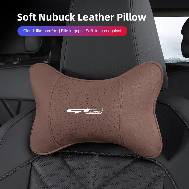 1Pcs Car Seat Headrest Soft Suede Neck Pillow For KIA GT LINE K2 Sportage Stinger Sorento Ceed soul sorento VENGA KX5 K3 K4 K5