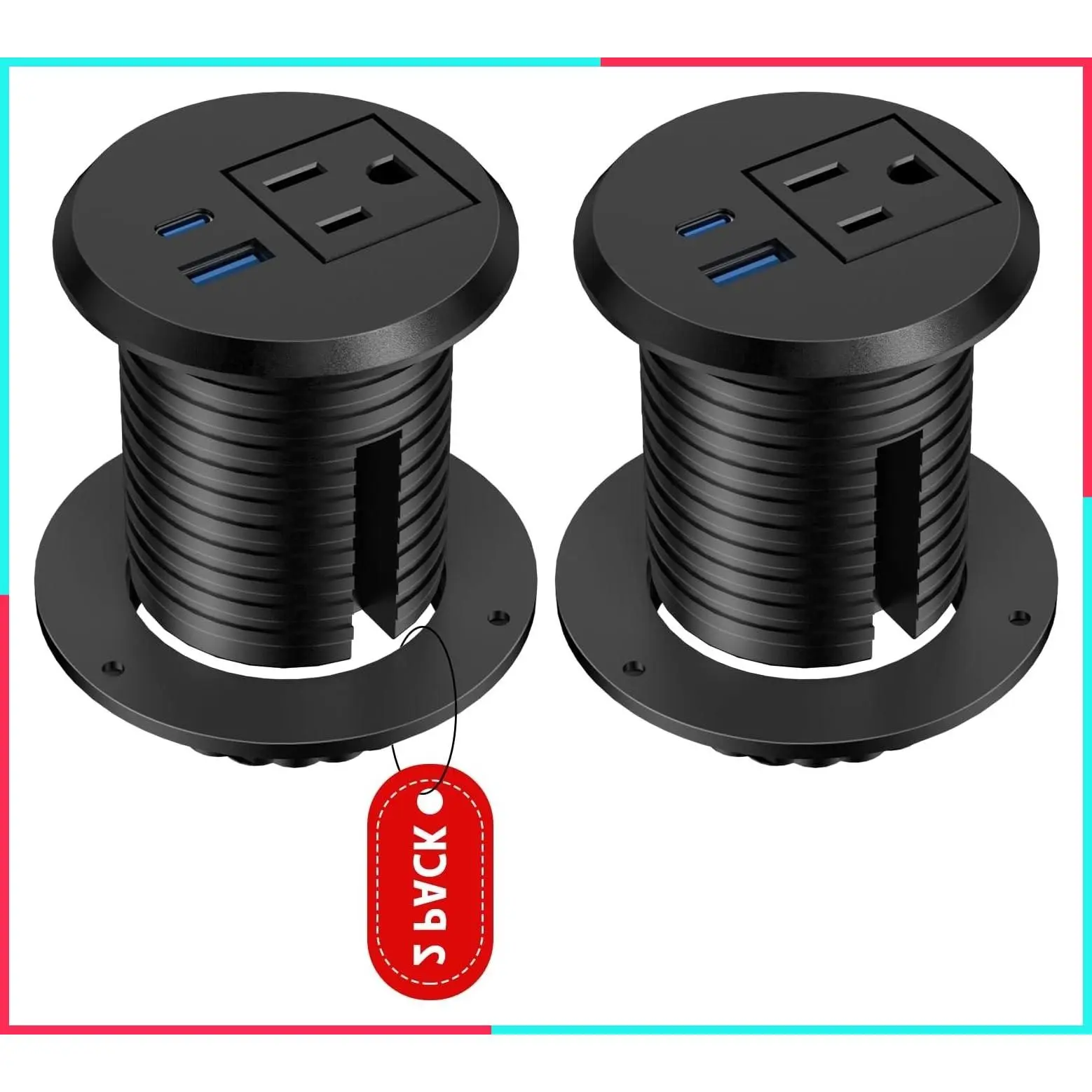 2 Inch Recessed Power Grommet, Flush Mount, 20W USB-C Fast Charging