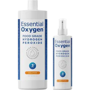 Food Grade Hydrogen Peroxide, 8 + 32 fl oz, Natural Cleaner, 3%, 1 - 8 fl oz spray and 1 - 32 fl oz bottle, Refill, HP (Pack of 2)