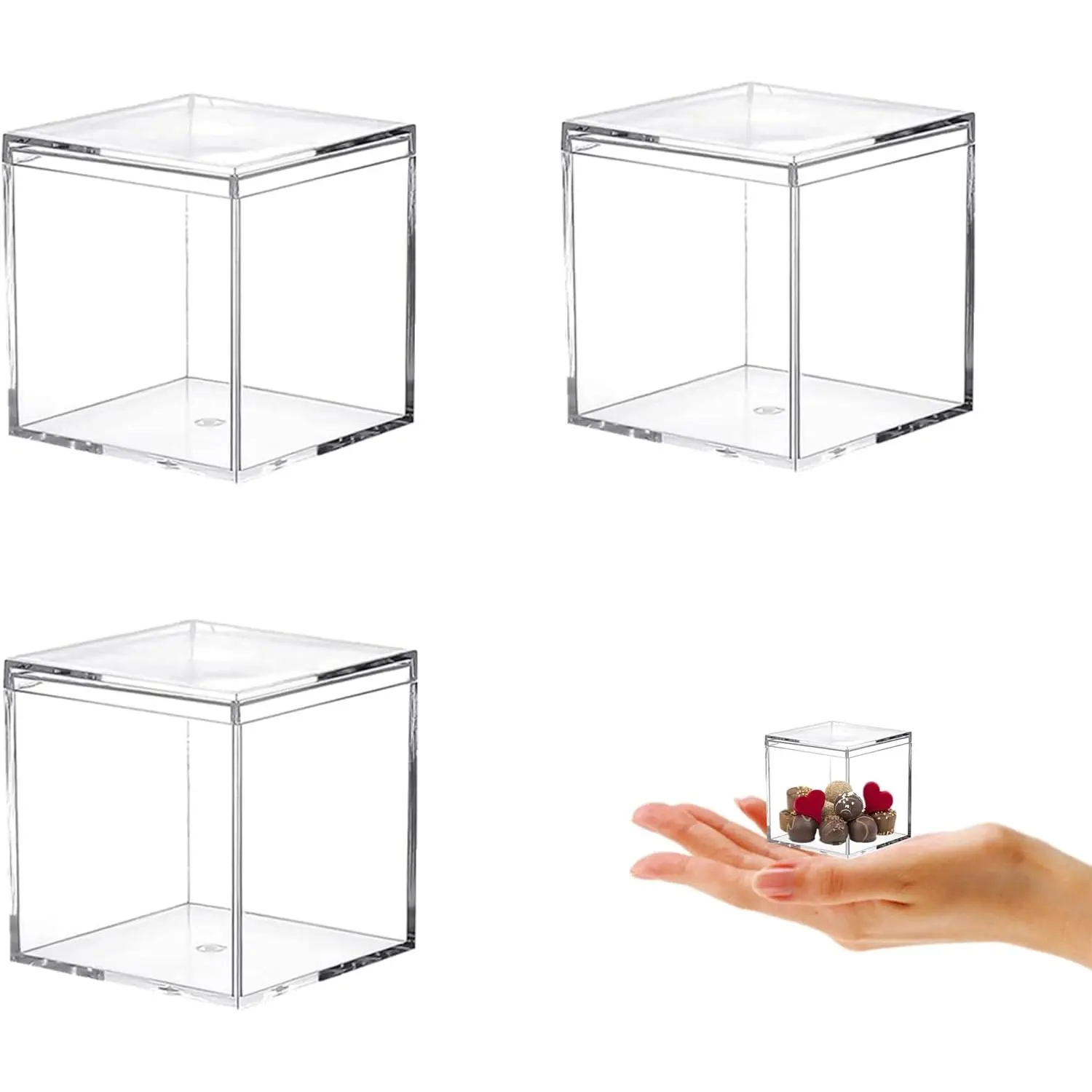 Small  Box Clear Boxes with Lid  Display Candy Boxes Graduation Party Decorative Boxes Transparent Square Cube Storage Box