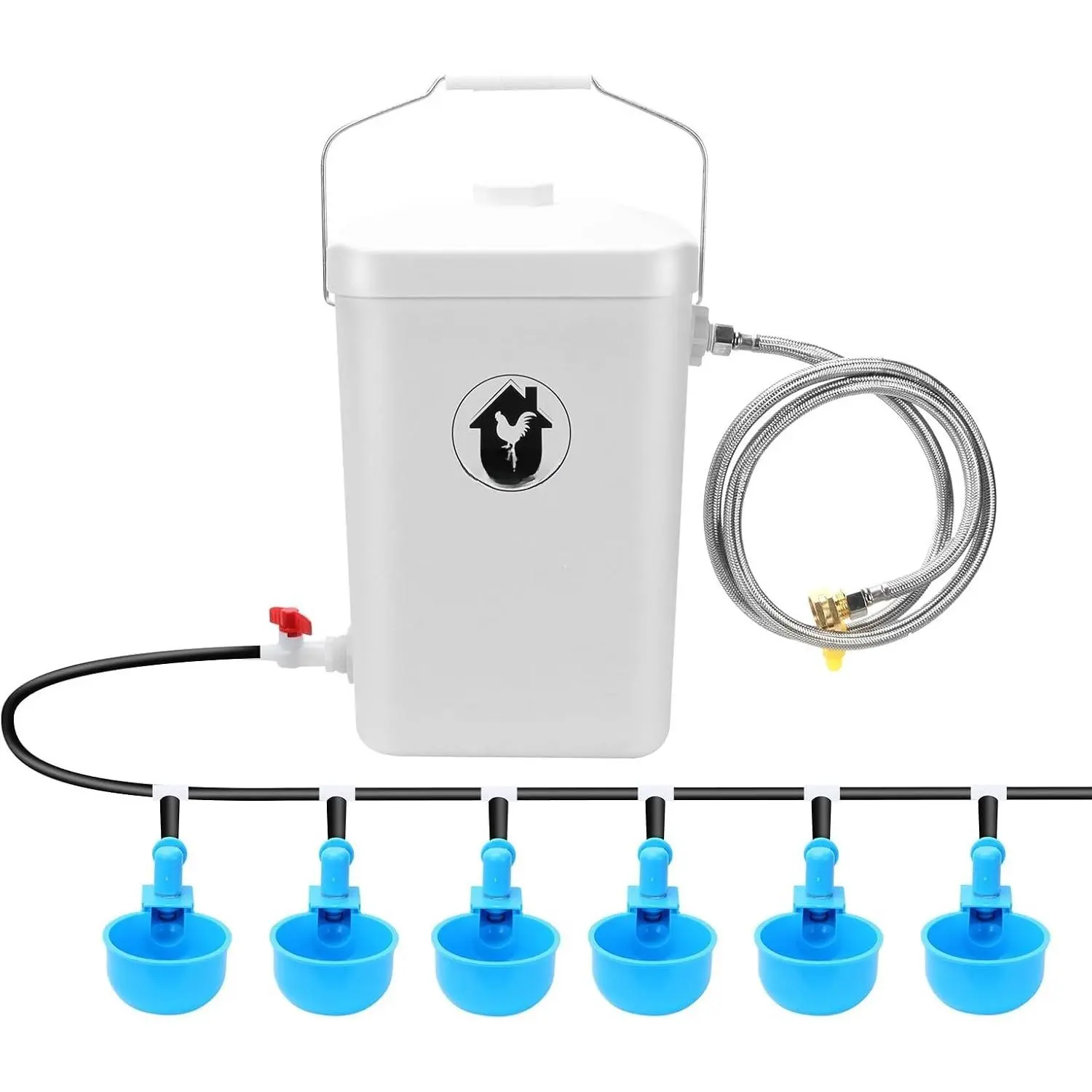 Automatic Chicken Waterer Float Controlled, 3 Gallons Poultry Waterer Dispenser with Hose Attachment, Poultry Automatic Drinking Accessories for Chicks, Duck, Goose, Turkey