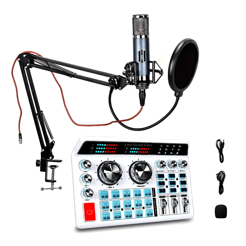 Professional studio condenser microphone, professional live sound card set and V10XPRO live mixer/voice changer/audio interface/mixer, ideal for singing, gaming, recording and streaming.Eid Mubarak