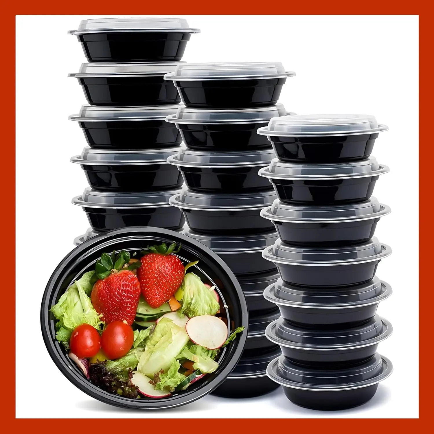 Meal Prep Containers Round [10 Set] x [16 oz] with , 1 compartment, Stackable, , Leakproof,  Safe, Microwave, Freezer & Dishwasher Safe for  Prep Storage (10 Set, 16 oz)