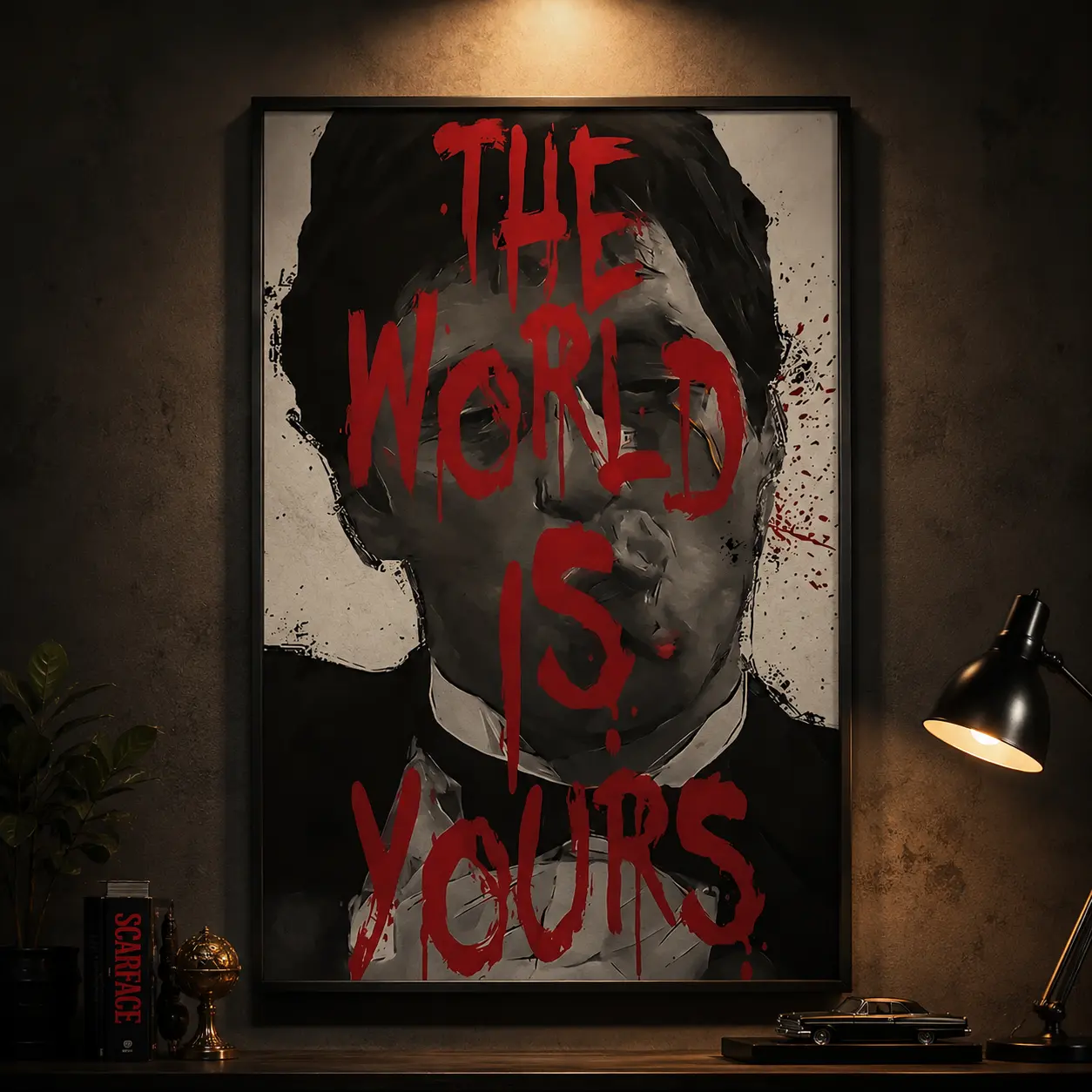 The World Is Yours Canvas Wall Art, Red Motivational Quote Print for Office, Bedroom & Modern Home Decor