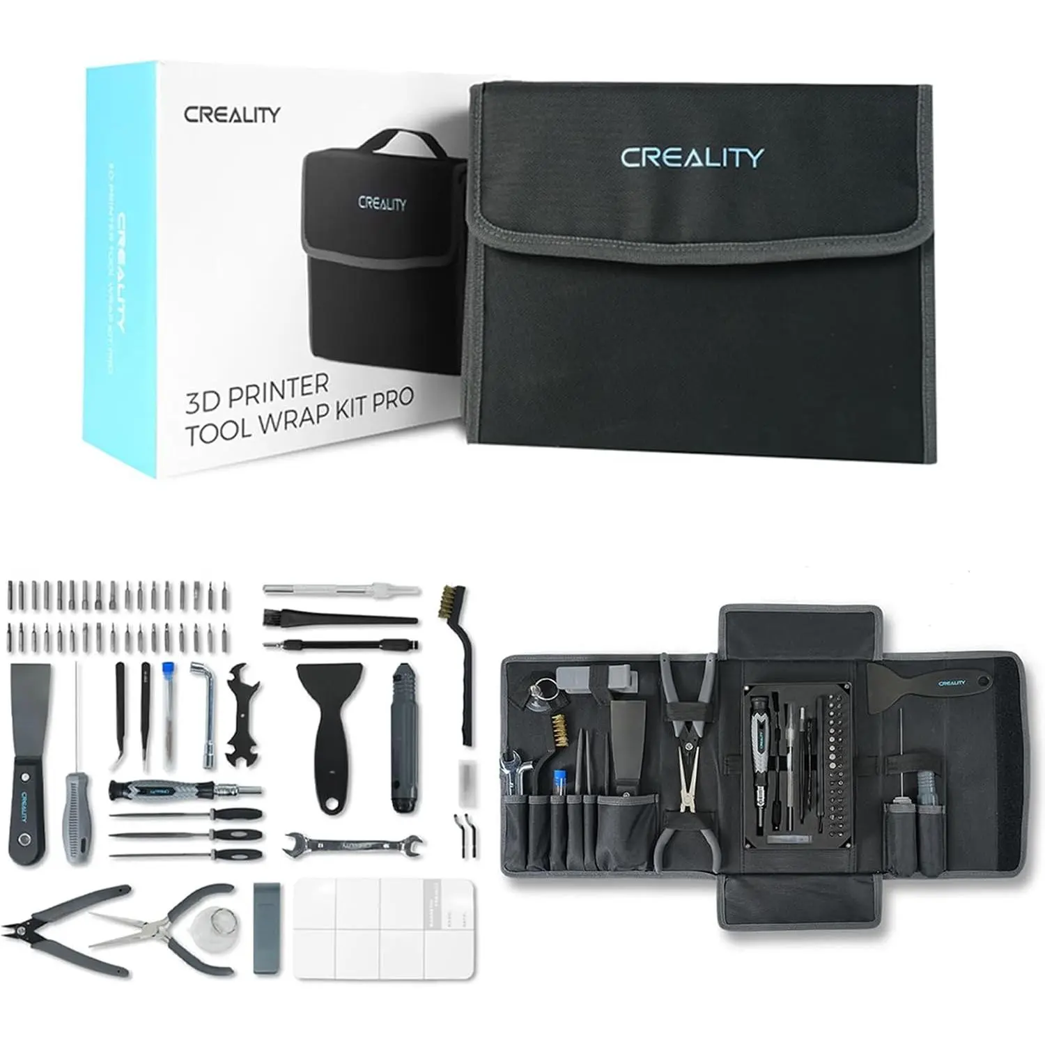 3D Printer Kit, 74 Pcs in 1 3D Printing Tool Wrap Kit Assembly/Removal/Finishing/Filament Cutting Set with Nozzle Kit 3D Printer Accessories for All FDM 3D Printers
