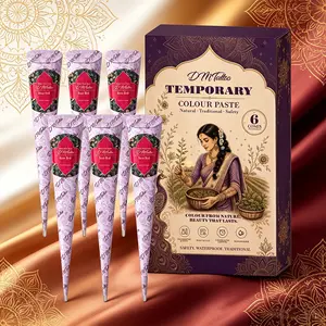 6pcs Single Color Henna Tattoo Cone, 6 Independent Color Boxes Optional Smooth Drawing Cream, Quick Dry Waterproof Anti-smudge, Gift-ready Temporary Henna Tattoo Kit For Group Gathering Holiday DIY Hand & Body Art