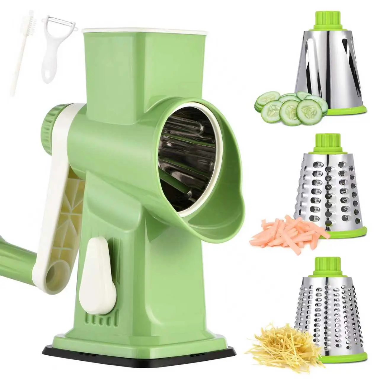 Multi-Functional Hand-Crank Vegetable Cutter, Home Kitchen Potato Slicer Shredder, Three-In-One Drum Vegetable Chopper, Essential Cooking Tool