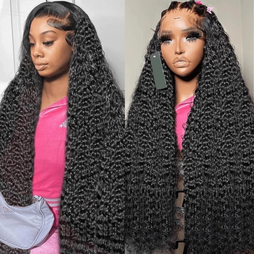 Bling Hair 180 Density 13x6 Deep Wave Hd Transparent Lace Front Human Hair Wigs 36 38 Inch Brazilian 13X4 Lace Frontal Wig For Women Pre Plucked