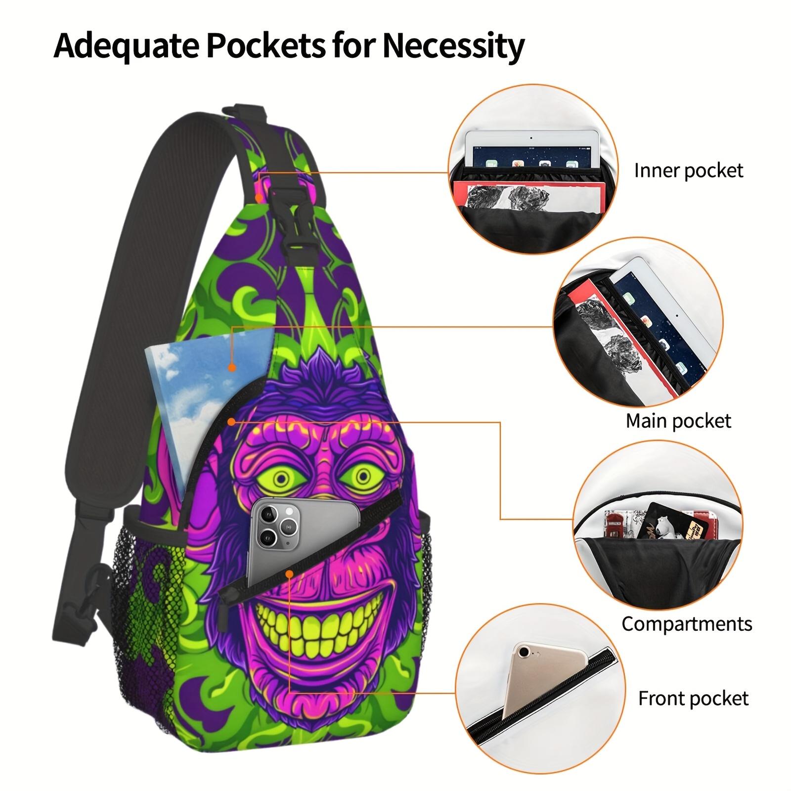 Crossbody Chest  Hiking Cartoon Colorful Gorilla Portrait Shoulder  Folding Large Capacity Fashion Durable Can Be Used For Shopping, Leisure Travel Beach  Fishing  Travel Accessories Must Have  For School Back Christmas Gifts bag backpack