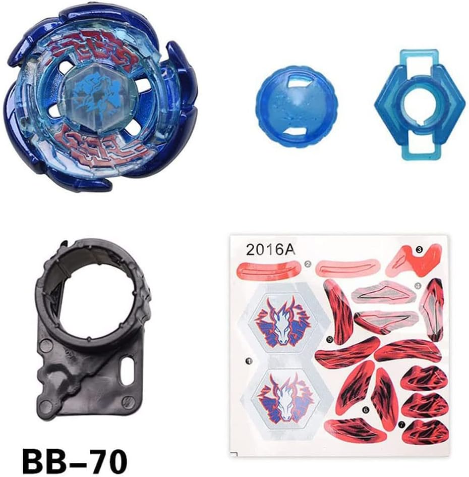 6 Pack Bey Burst Metal Fusion Battle Tops Starter Set with Stickers and Dual Launchers