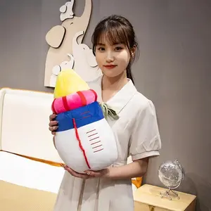 25~60cm Fully Stuffed Cartoon Milk Bottle Plush Pillow Down Cotton Back Support Plushie Cushion Sofa Chair Decor Gift