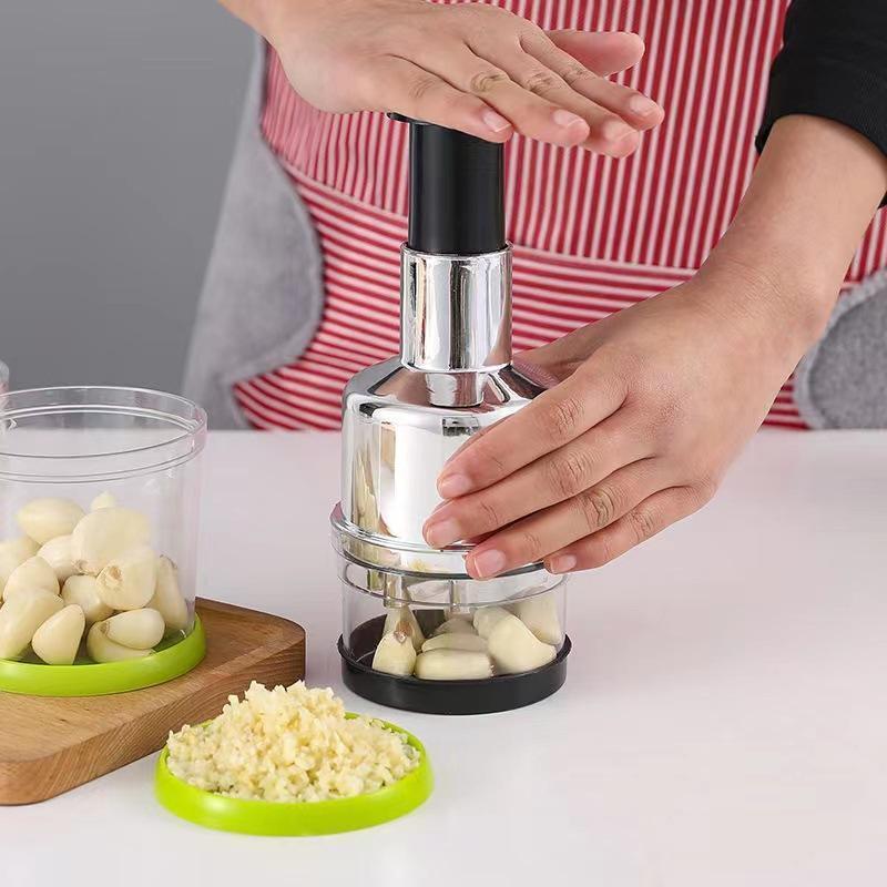 Girly Transparent Garlic Press, Stainless Steel Durable Kitchen Crusher, Manual Compact Vegetable Slicer & Cooking Tool