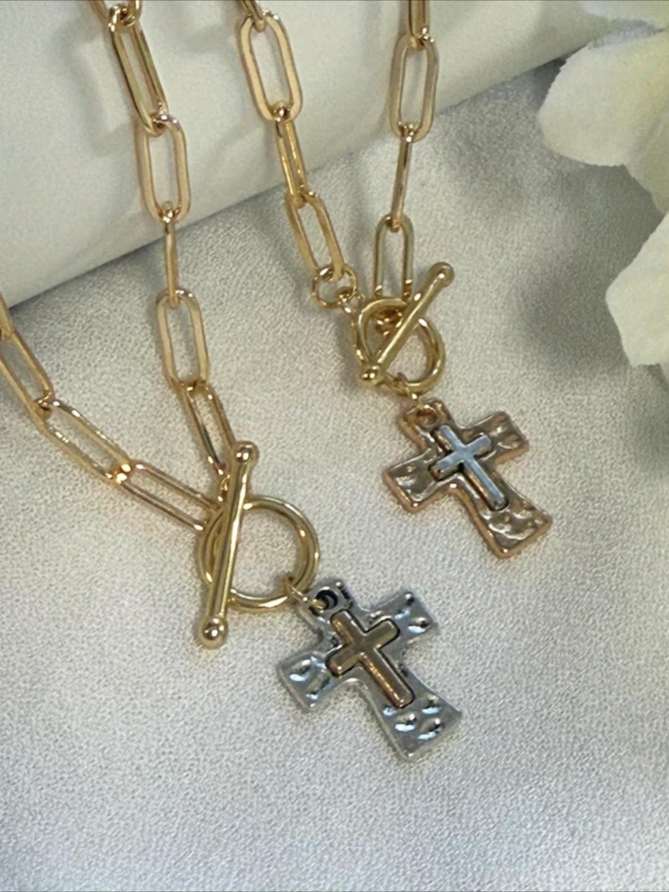 Vintage  Cross Pendant Necklace, Dainty Cross Necklace, Fashion Jewelry for Party, Daily Clothing Decor, Trendy All-match & Exquisite Jewelry for Birthday Gift