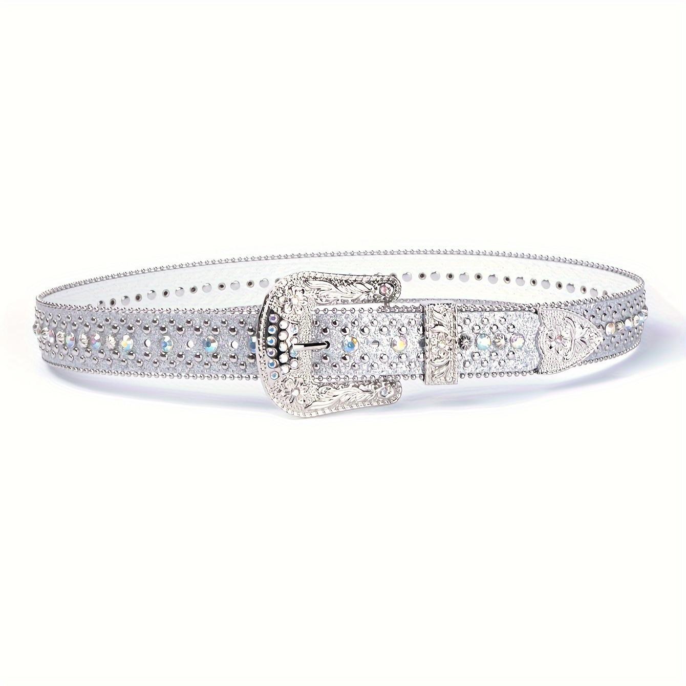Rhinestone Belt Western Cowboy Cowgirl Shiny Crystal Diamond Embellished Luxury Belt