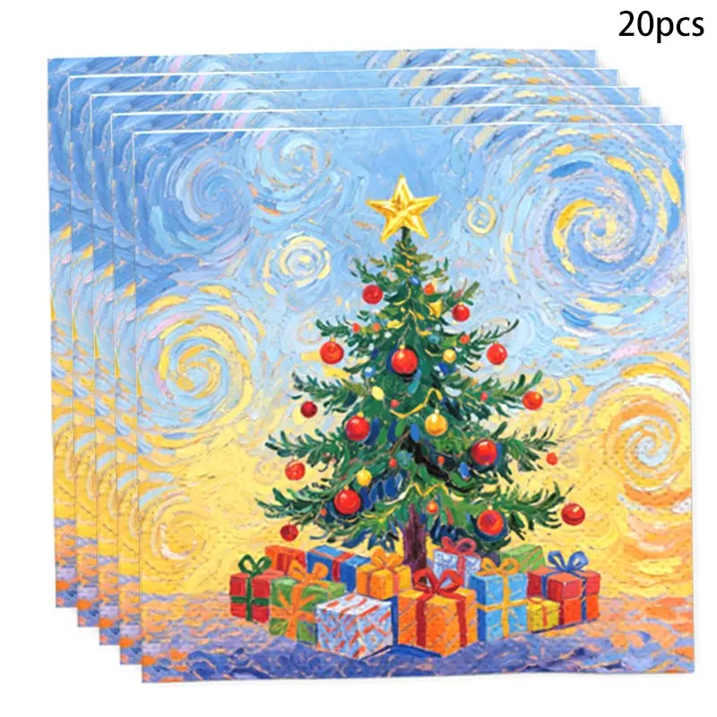 20-Pack Christmas Party Napkins, Festive Paper Towels for Holiday Decor, Perfect Gift for Family Friends, Indoor Outdoor Decoration