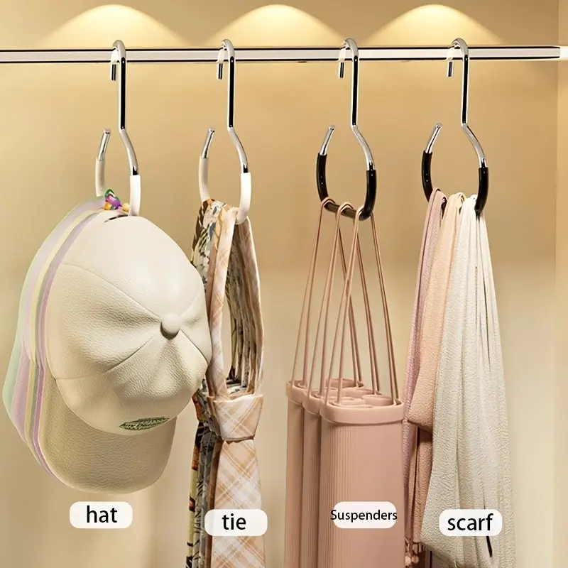 10 Stainless Steel Hat Hangers Organizer, Non-Slip Round Hooks for Hats, Socks, Scarves, Underwear, Space-Saving Closet Storage Solution