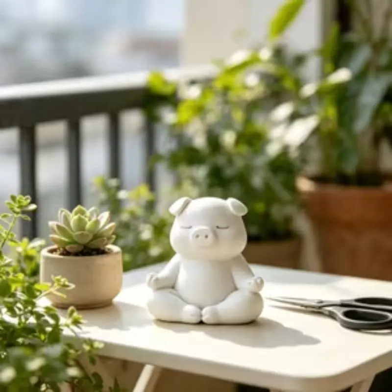 Creative Meditation Pig Figurine, Zen Sitting Small Pig Statue, Healing Desk Decor, Luxury Bookshelf Ornament, Gift for Friends, Indoor/outdoor Use