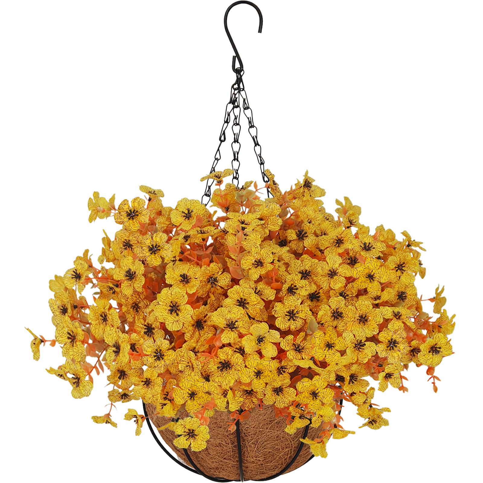 Autumn Outdoor Artificial Flower Hanging Basket, Porch Garden Decoration, Durable & Weather-Resistant, Perfect for Fall Decor