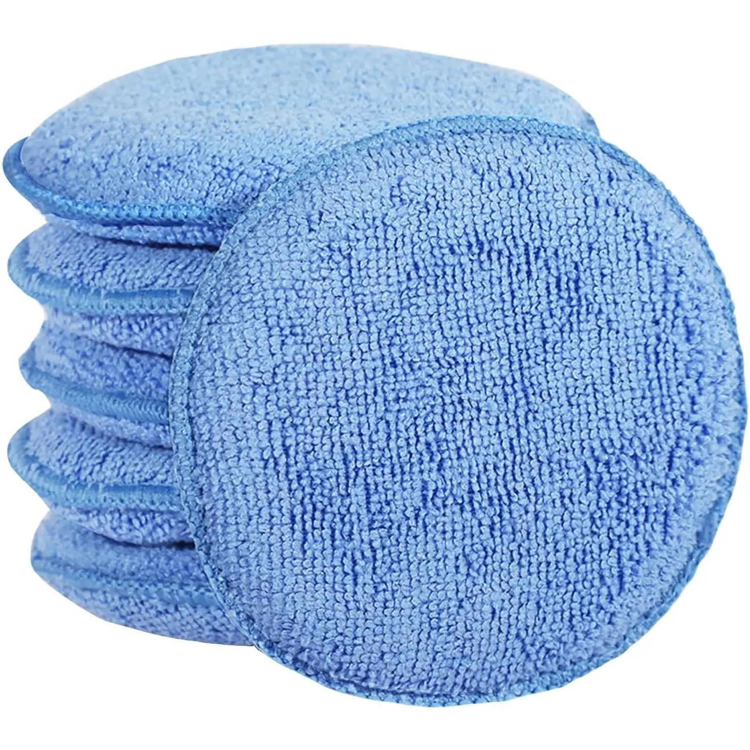 Blended Fiber Microfiber Wax Applicator Pads, 5" Diameter 6-Pack Auto Buffing & Fine Polishing Pads for Automotive Cleaning & Detailing