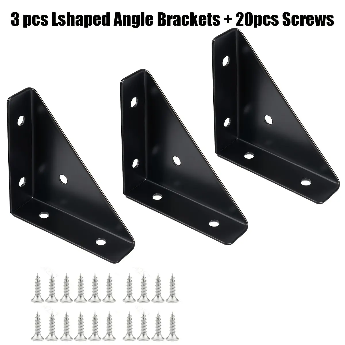 3 Sets Iron L-Shape Corner Brackets, Right Angle Support Pieces, Ideal for Furniture Reinforcement and Repair