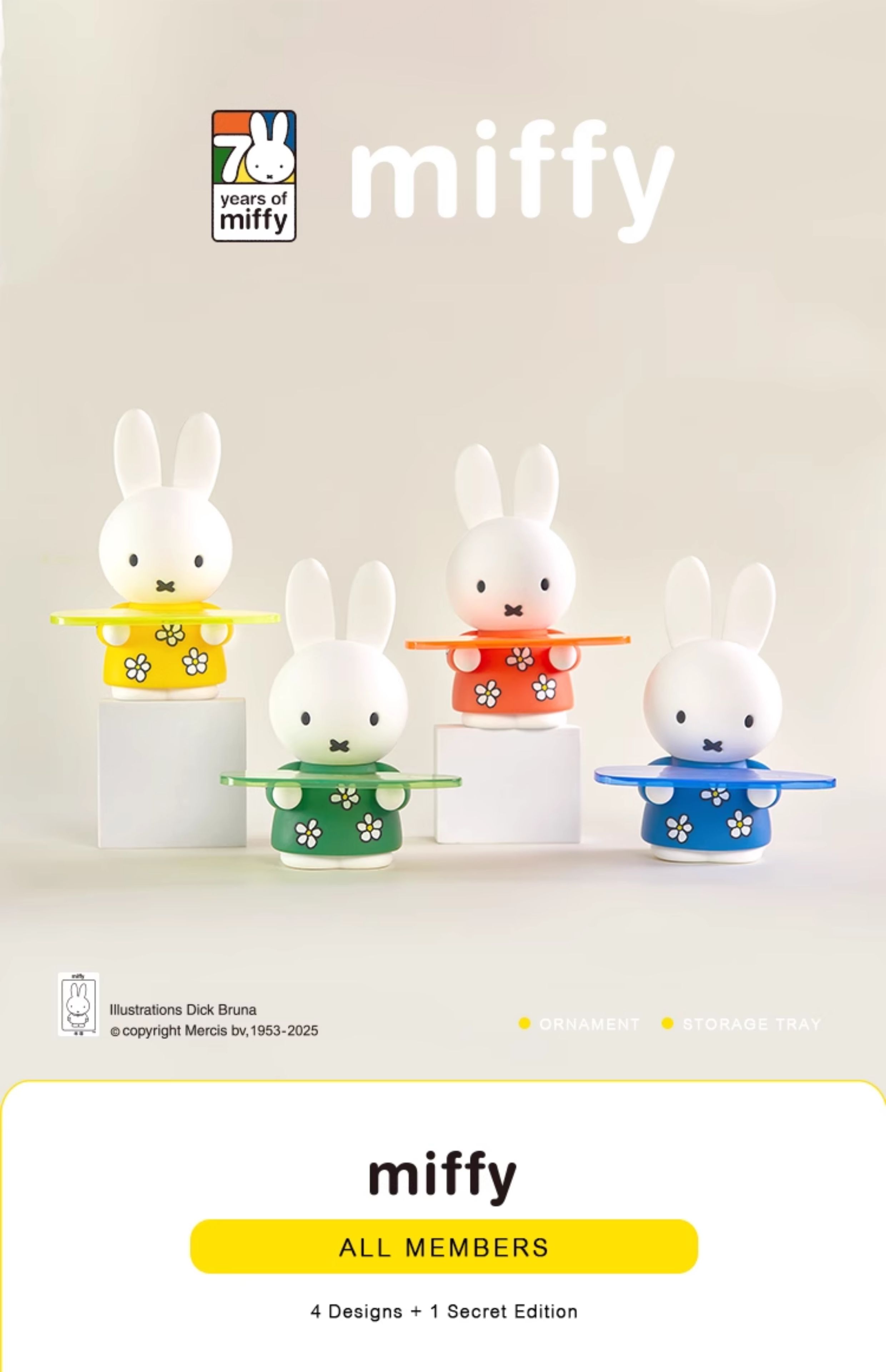 Kawaii Miffy Tray Series Doll Decoration Handmade Jewelry Earphones Miscellaneous Storage Ornaments Gift for Girl