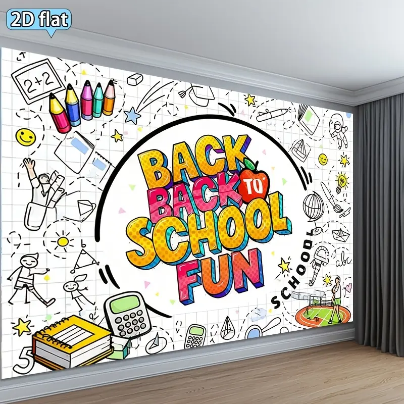 Back to School Party Backdrop Banner Colorful School Season Decoration for Classroom, Photography and Home Events