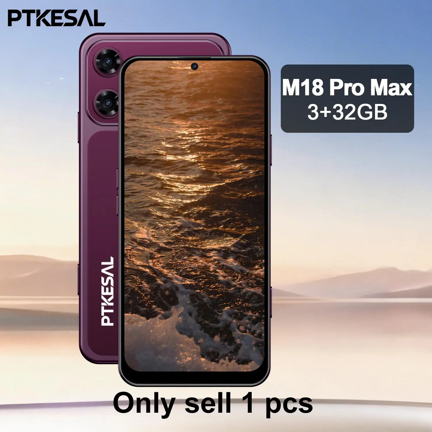 PTKESAL-M18 Pro Max entry-level 4G full network smart phone, global unlock lock free, face unlock+one click camera button, 6.56 inches, MTK6739 quad core, 3GB+32GB, 3500mAh, Android 10, 2+5MP pixel camera