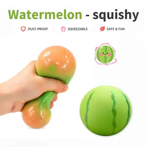 Super Soft Watermelon Squishy Toy, Dust-Proof Squeezable Fruit Stress Ball, Durable Fast Rebound Sensory Fidget Toy for Kids Adults