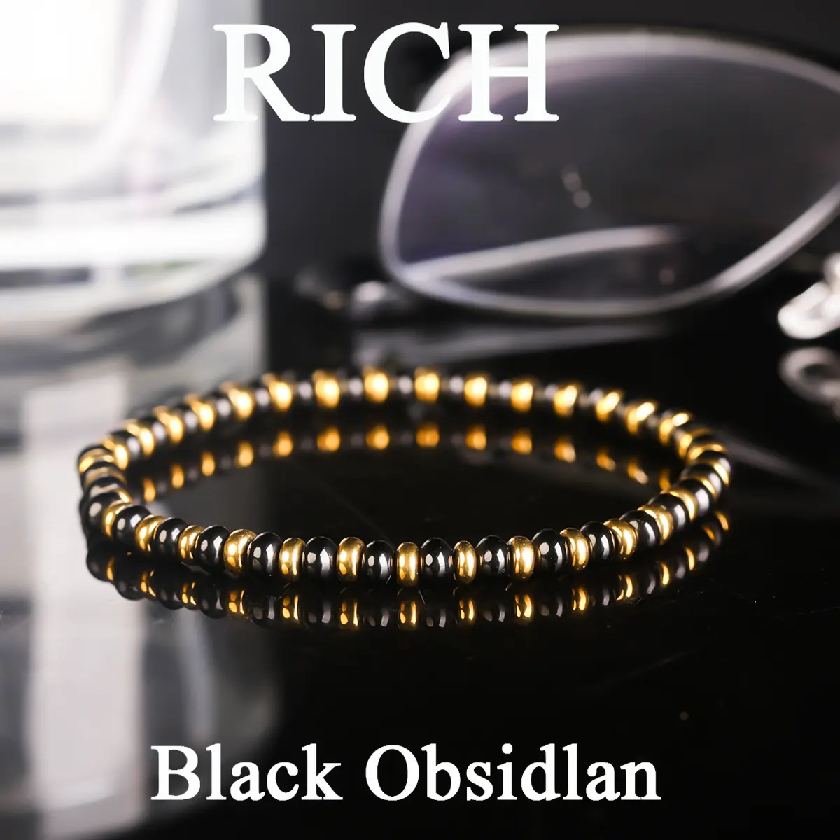 GADASLUY Obsidian Handmade Abacus Bead Money Bracelet/Wealth Attraction, Elastic Cord/Daily Wear & Gift/Abundance Prosperity Jewelry for Moms/Year-Round Accessory