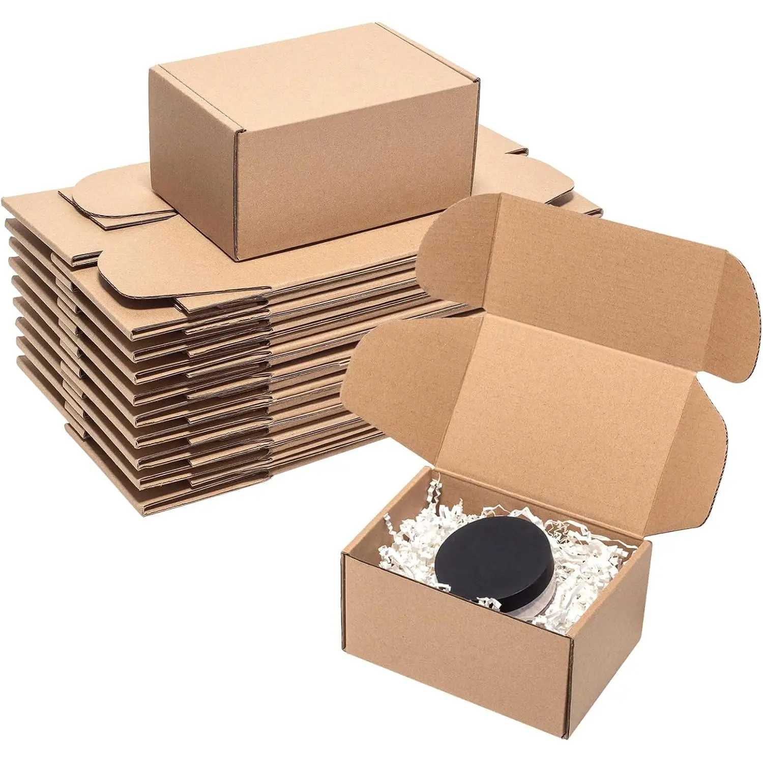 Corrugated Brown Shipping Boxes (6x4x3 in, 25 Pack) - Small Literature Mailer, Packaging Supplies for Small Biz, Recycled Paper, DIY-Friendly, Flat Storage Home Organizer