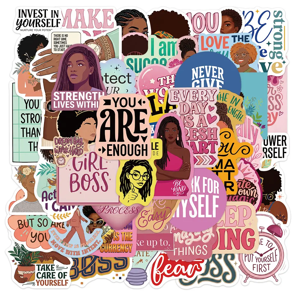 50pcs Black Quotes Office Stickers, Notebook Stickers, High-Value Positive Energy Gifts for Decorating Journals, Scrapbooks, Computers, Water Bottles, Cars, Car Decorative Sticker, Decorative Decal, Etc.