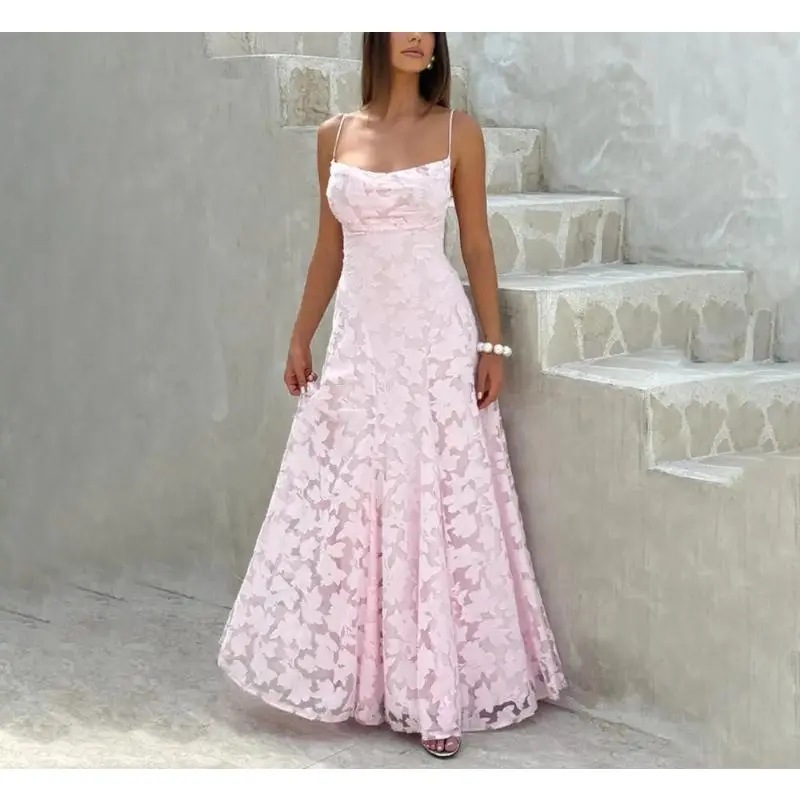 Women's Elegant Formal Dress, Oceanic Print A-Line Spaghetti Strap Maxi Gown for Prom & Bridgerton Parties, Formal Dresses, Elegant Dresses For Women